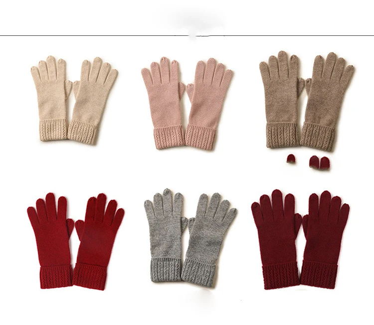 Новые кашемировые трикотажные перчатки маленькие скрученные вертикальные фланцевые перчатки на осень и зиму уличные перчатки на полный палец