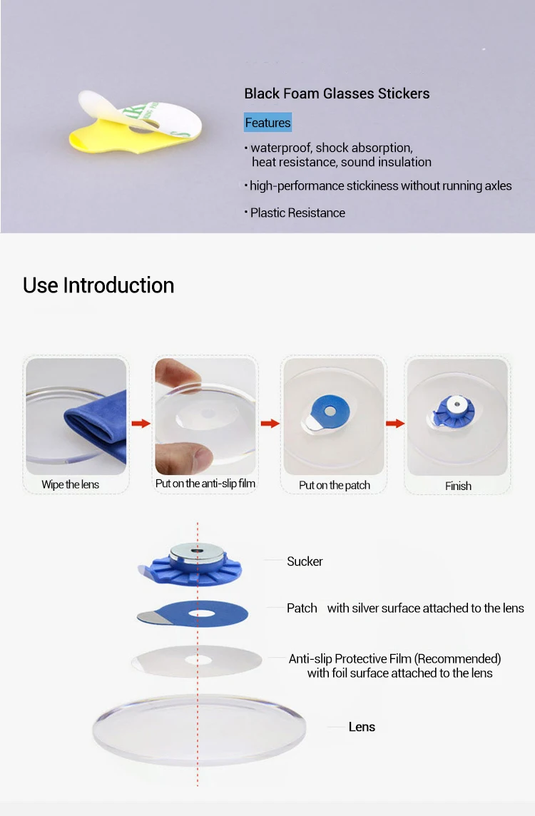 2024 New Design Lens Protect 3M Round Edging Blocking Pads Anti Slip Sticker For Glasses Polishing Machine