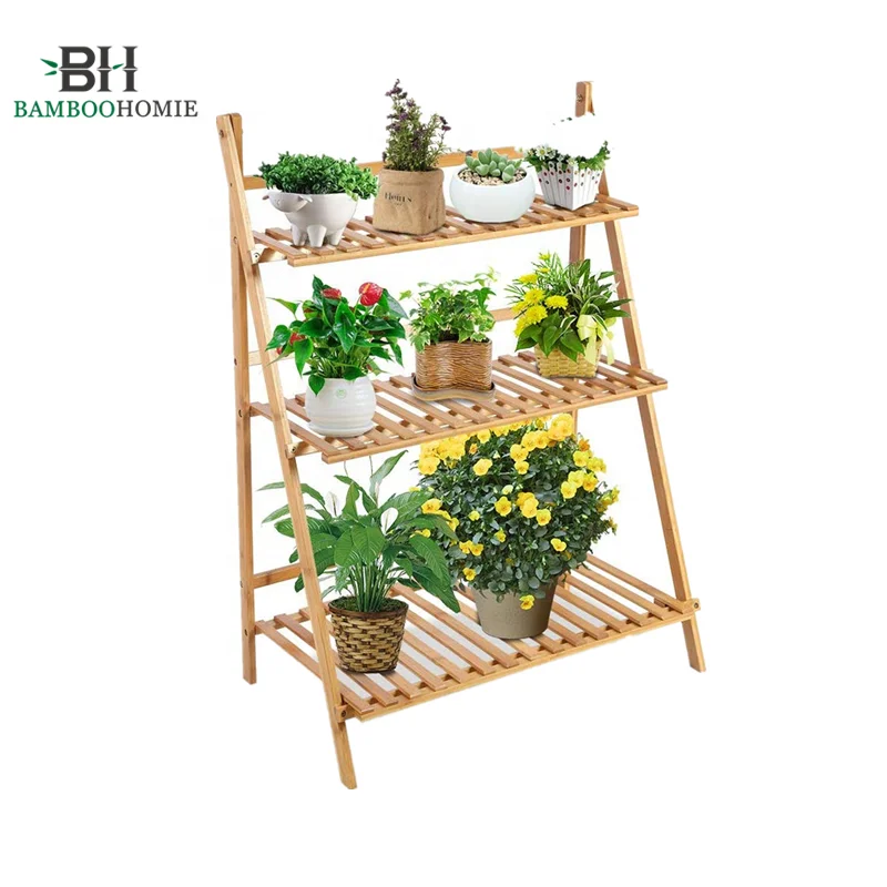 China factory  wholesale  bamboo wooden hanging plant stand rack indoor