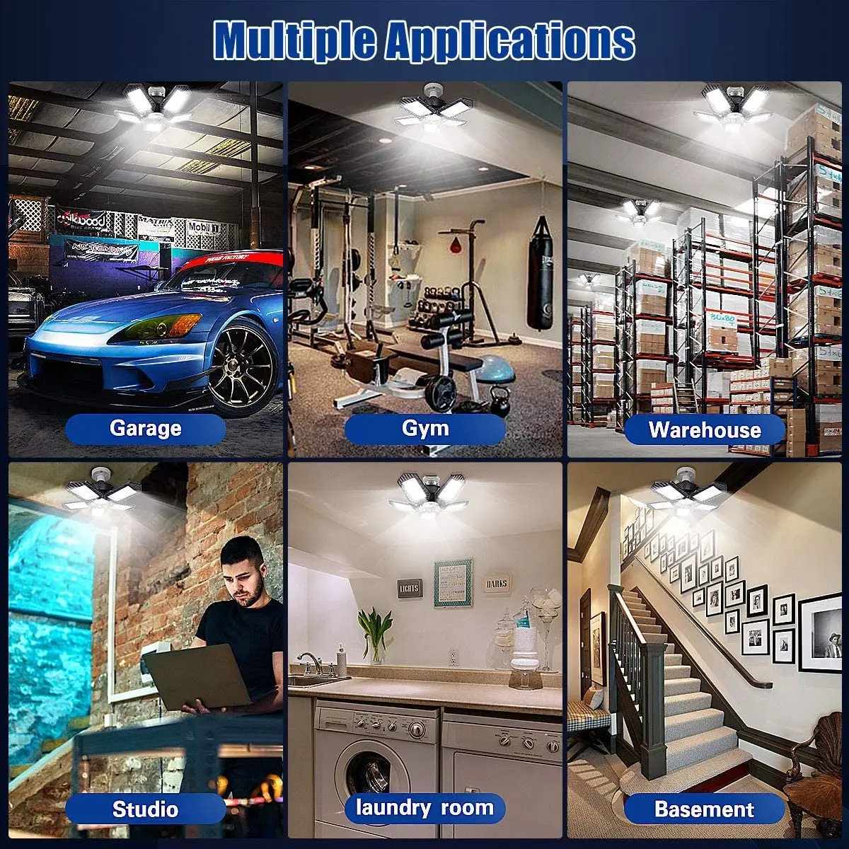  2021 Amazon hotsale 150W metal garage lights with socket and 5 deformable panels