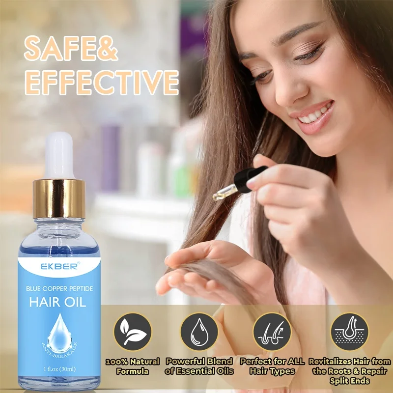 Роскошный медный пептид Ghk-cu с логотипом на заказ предотвращающее выпадение волос масло для роста мужчин и женщин