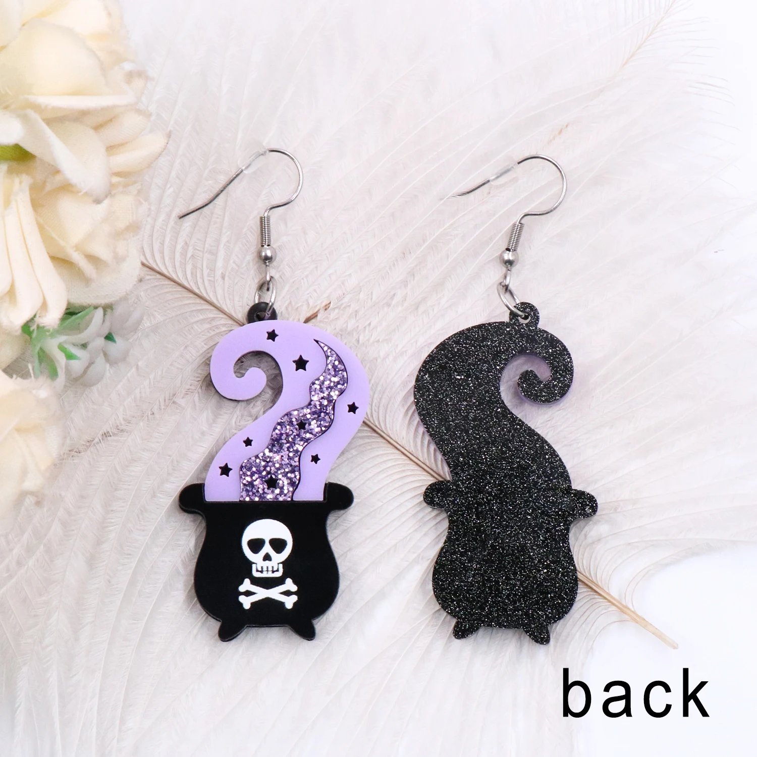 MD105ER2124 1pair New product CN Drop Witch Cauldro skull TRENDY halloween Acrylic earrings Jewelry for women
