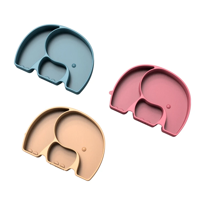 Wholesale Heat-Resistant Animal Shaped  Elephant Shaped silicone bowls kids plate suction