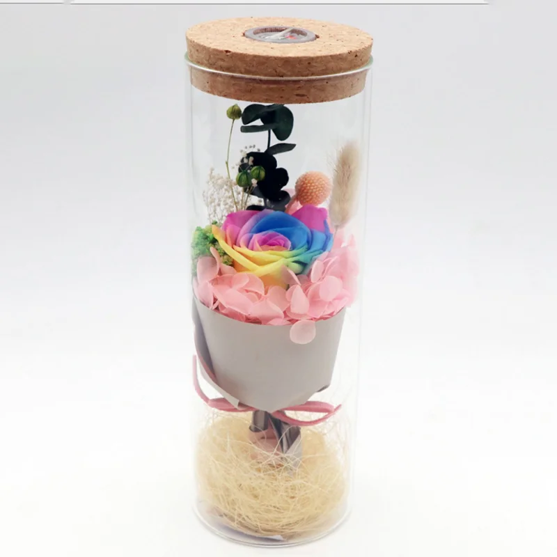 Сияющая Подарочная бутылка для желаний стеклянный купол с сохраненными цветами на День святого Валентина