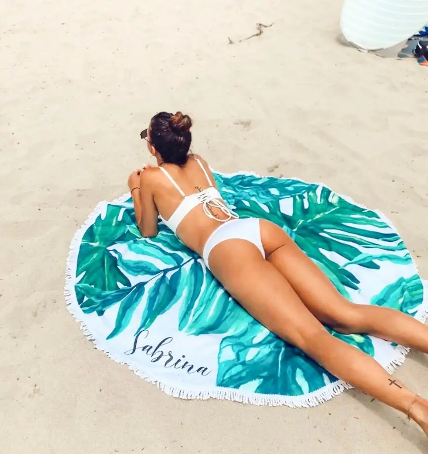 High quality Custom Microfiber Round Beach Towel With Tesalate Wholesale