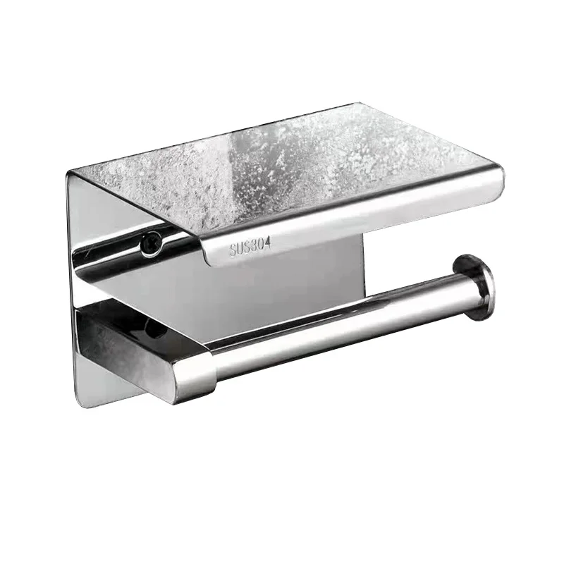 No Drilling stainless steel toilet paper holder with shelf toilet paper roll holder toilet roll paper holder
