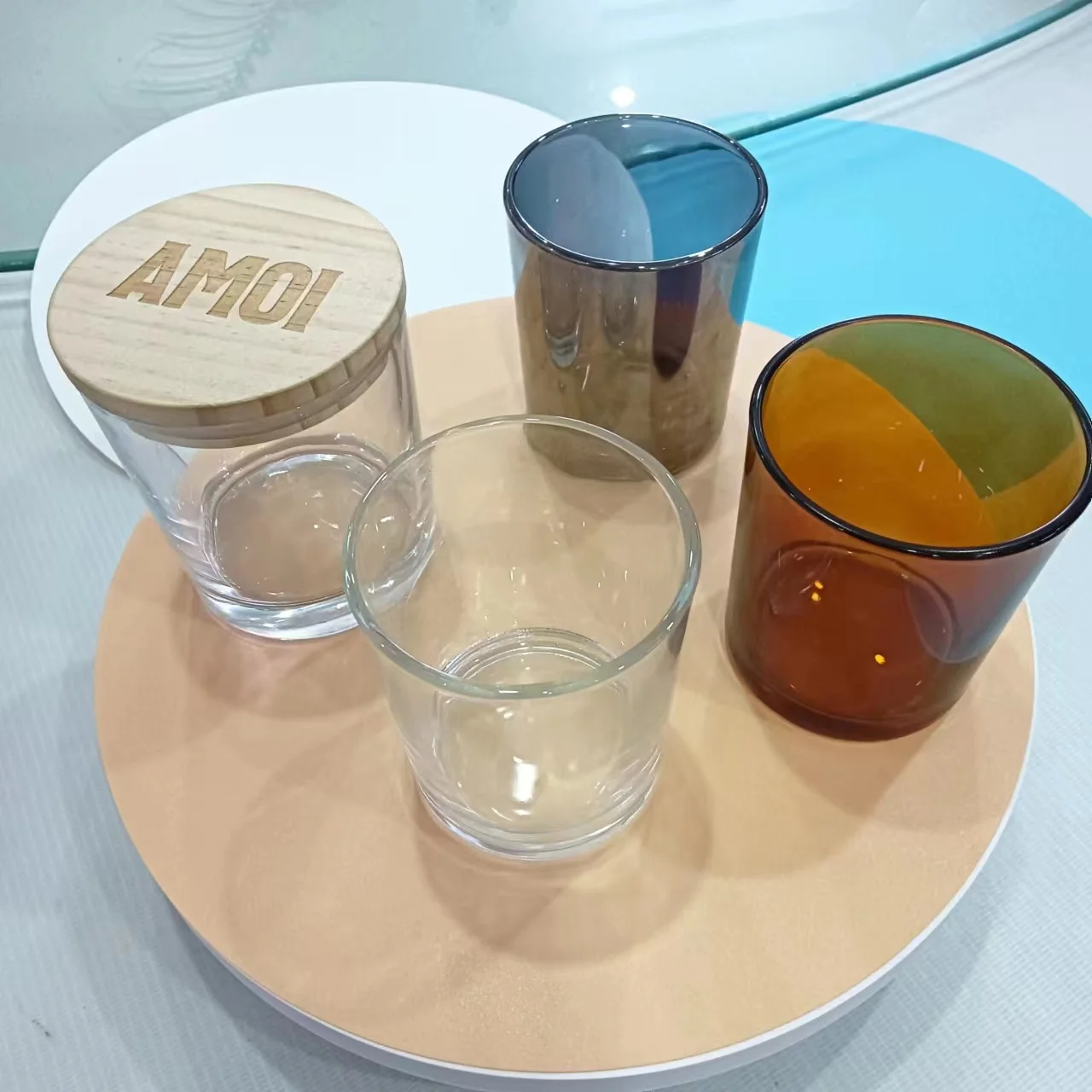 7oz 10oz 14oz frosted matte black white round bottom empty glass candle jars for candle making