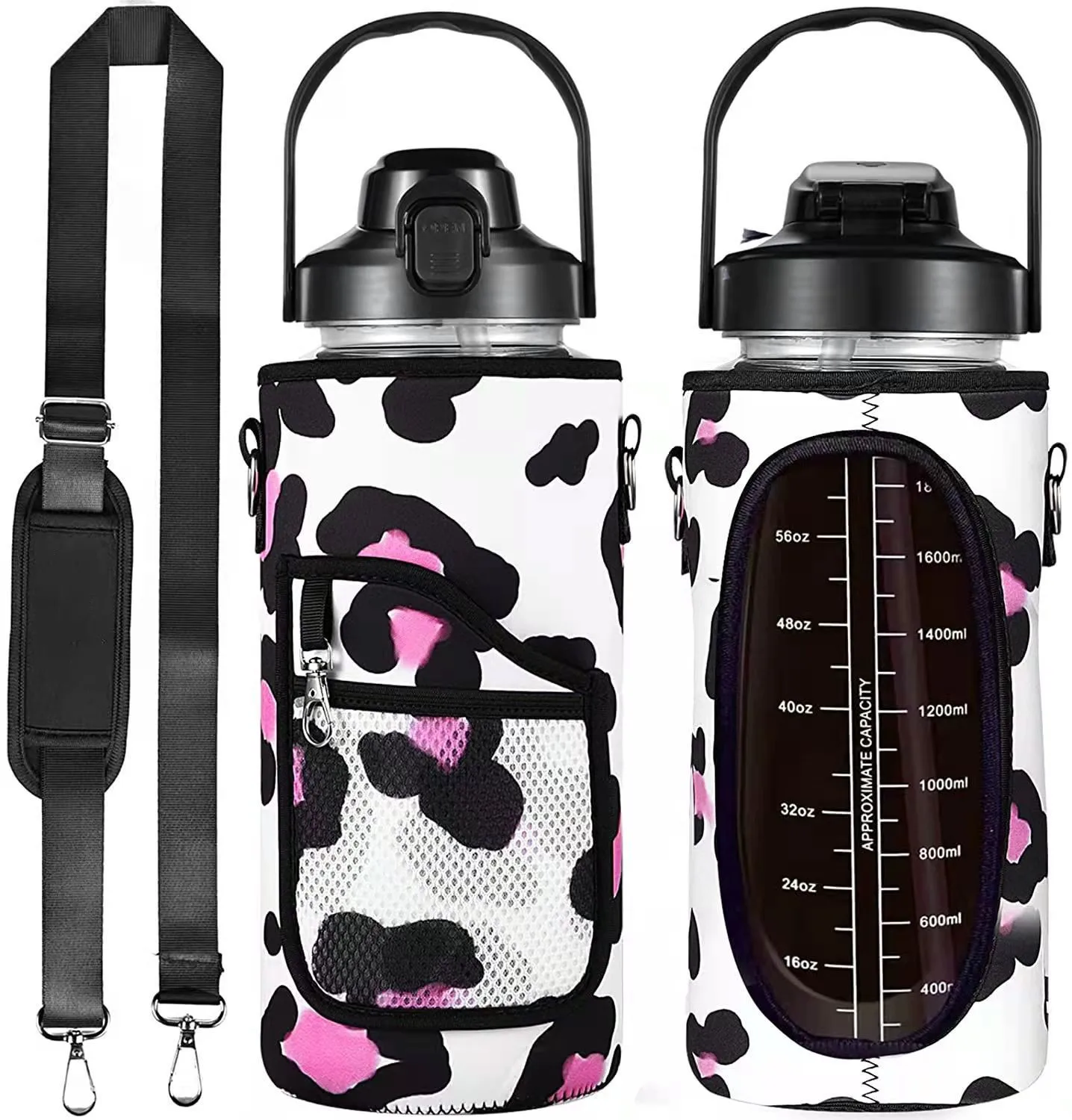 Portable Neoprene Insulated Water Bottle Holder Bag Protector Sleeve Case Pouch Cover with Carrier Strap