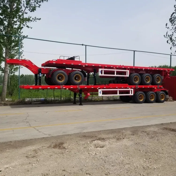 High Quality 3 Axle 20FT 40FT Flat Bed Deck Semi Trailer Good Condition Container Flatbed Semi Truck Trailers for Sale Tanzania