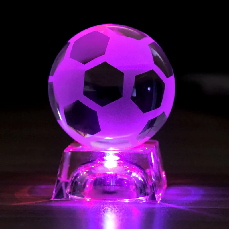 Honor of crystal Crystal Football Trophy Soccer Shape Glass With Crystal Base Sport Theme