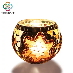 Wholesale Colorful Mosaic Candle  Cheap Glass Candlesticks  Candle Jars For Wedding And Home Decoration