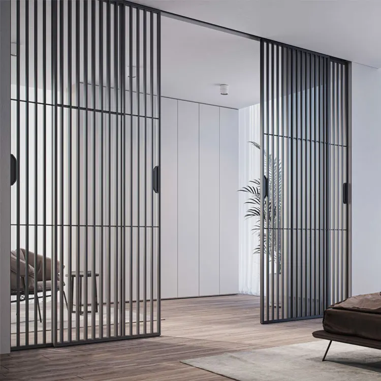 Aluminum Frame Interior Linkage Slide Decoration Glass Door Modern Glass Aluminium Entry Doors 3 Years Online Technical Support