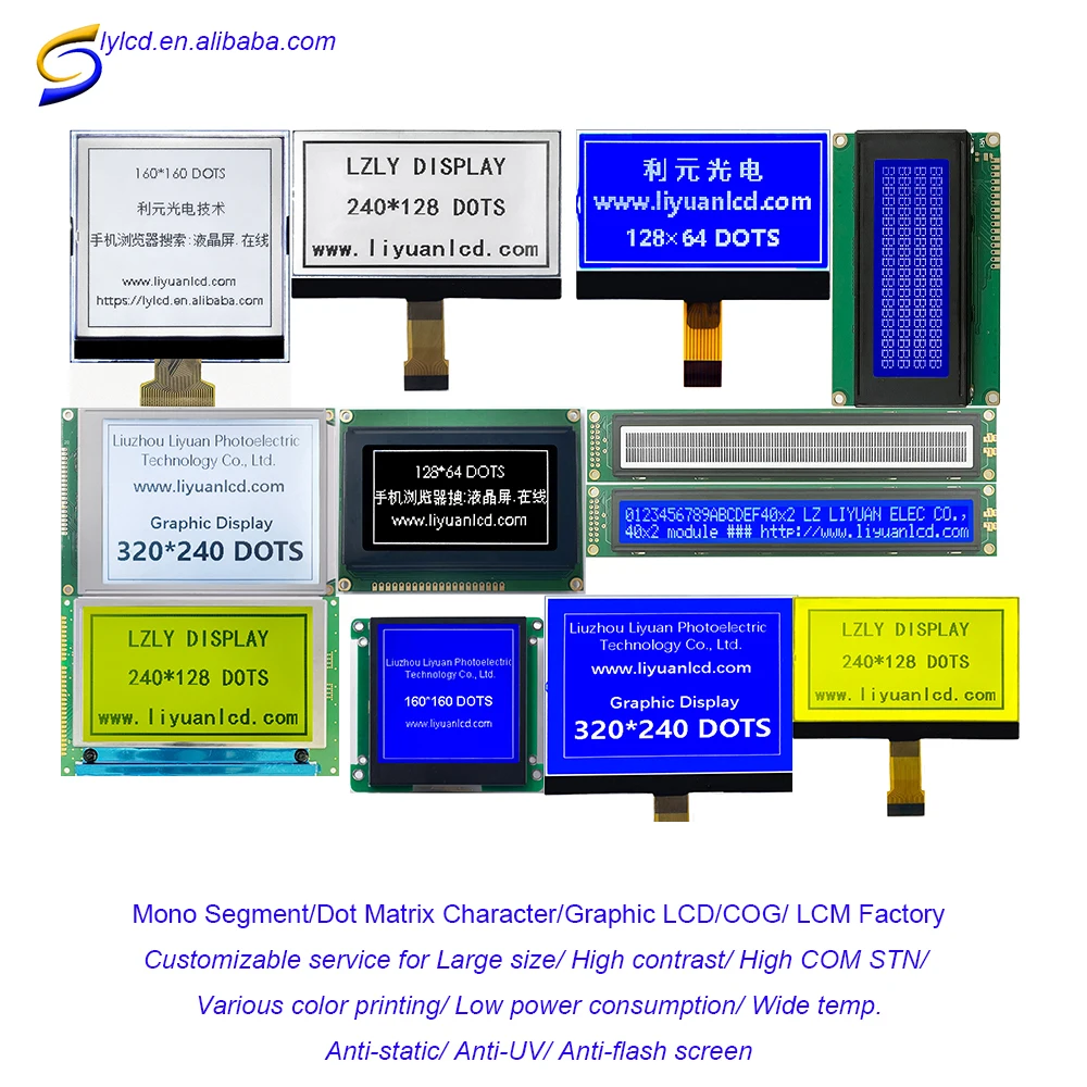 Monochrome segment lcd display custom small lcd display panel manufacturers