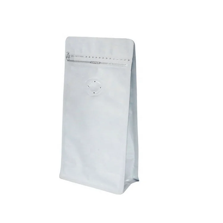 recyclable flat bottom coffee packing bag with valve and zipper