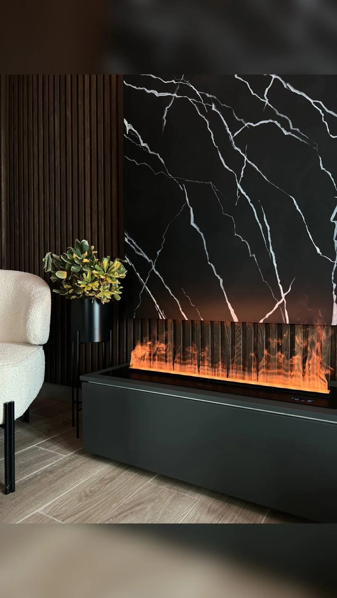 Living Room Wall Mounted 3D Electric Fireplace Interior Decorative Water Steam Fireplace Embedded Cabinet