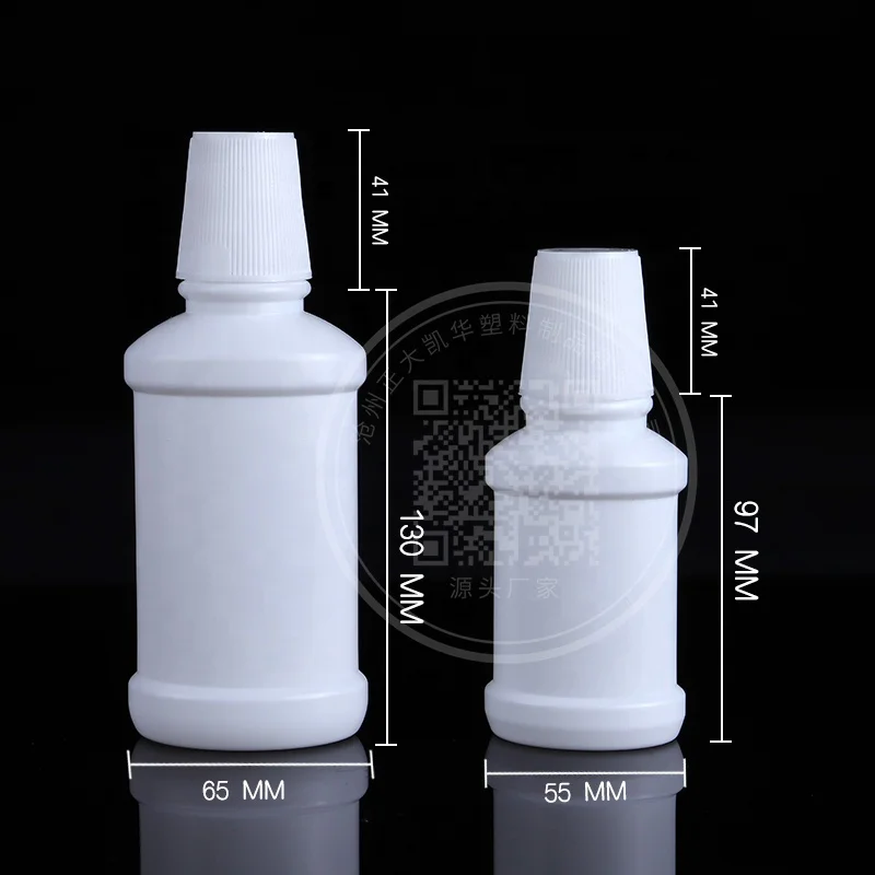 High Quality 100ml Portable Plastic PE Mouthwash Bottle Empty Scale Oral Hygiene Personal Care Screw Cap Screen Printing
