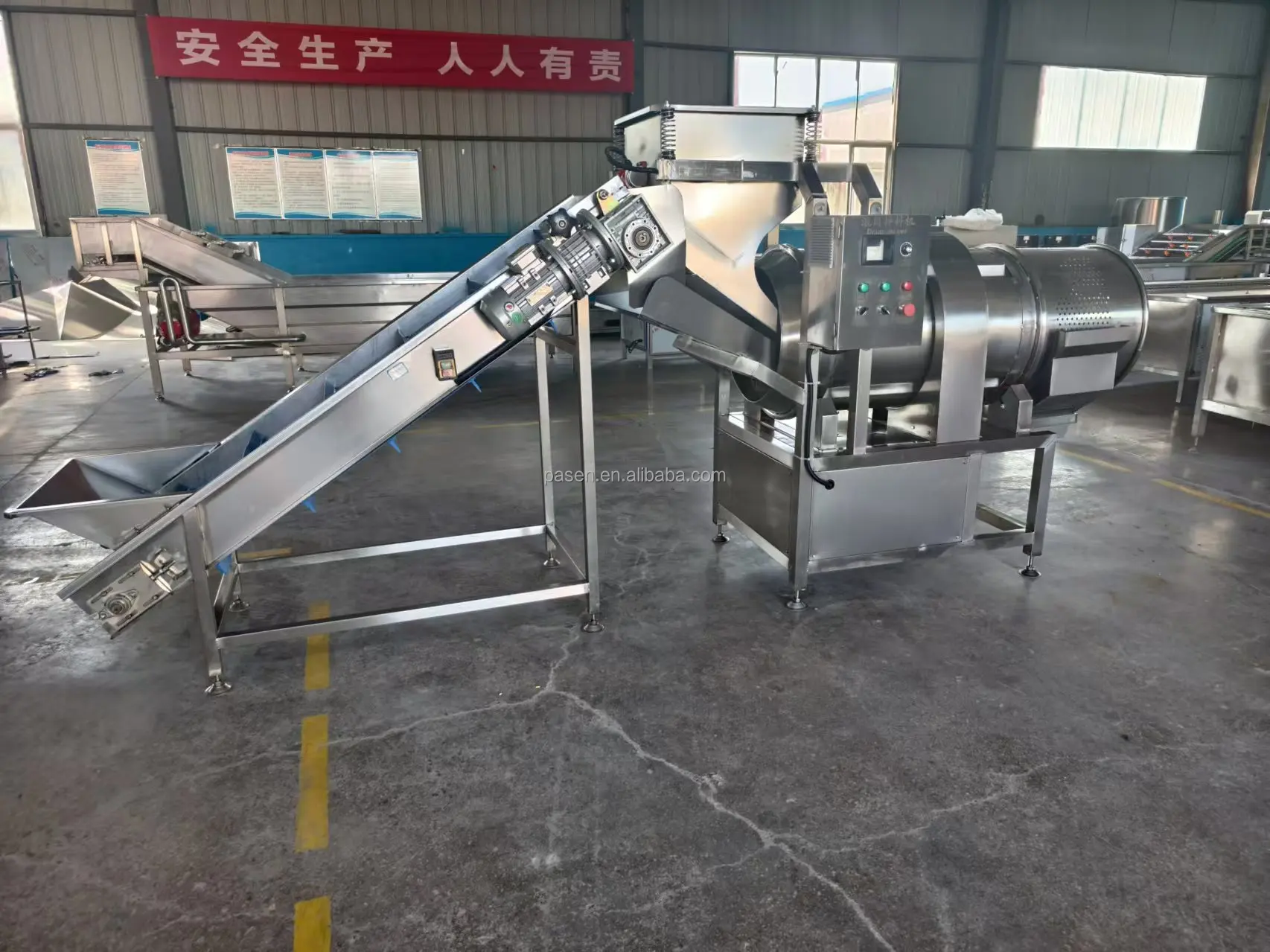 Banana Chips Nuts Roasting And Flavoring Machine Single Roller Seasoning Tumbler Seasoning Machine