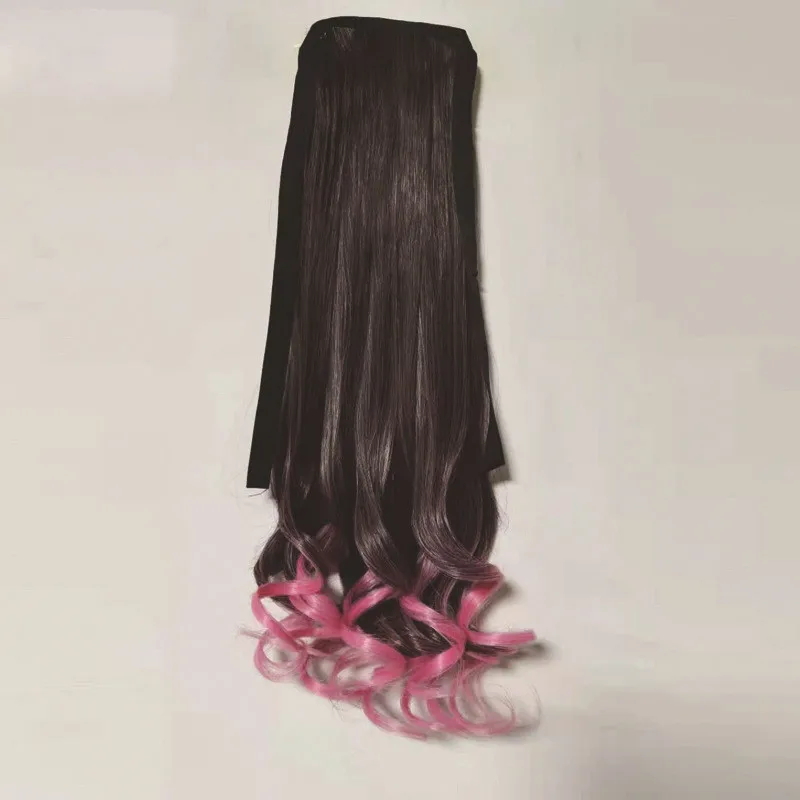 Оптовая продажа, парик для конского хвоста, грушевидный цветок, вьющиеся волосы, плетеные синтетические волосы, крупные волны, окрашенные, для конского хвоста, вьющиеся волосы