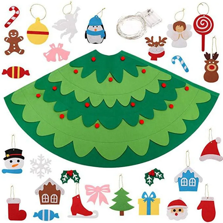 Hot Sale Xmas Ornaments Gifts DIY Programable Light Flat Felt Christmas LED Sparkling Tree in Christmas Decorations Supplies