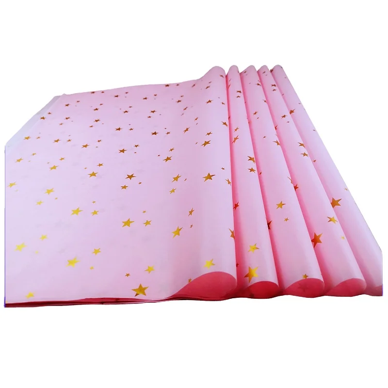 Custom Color Greaseproof Silk Paper Golden Custom Logo Printing Tissue Paper Packaging Bouquet Wrapping Paper