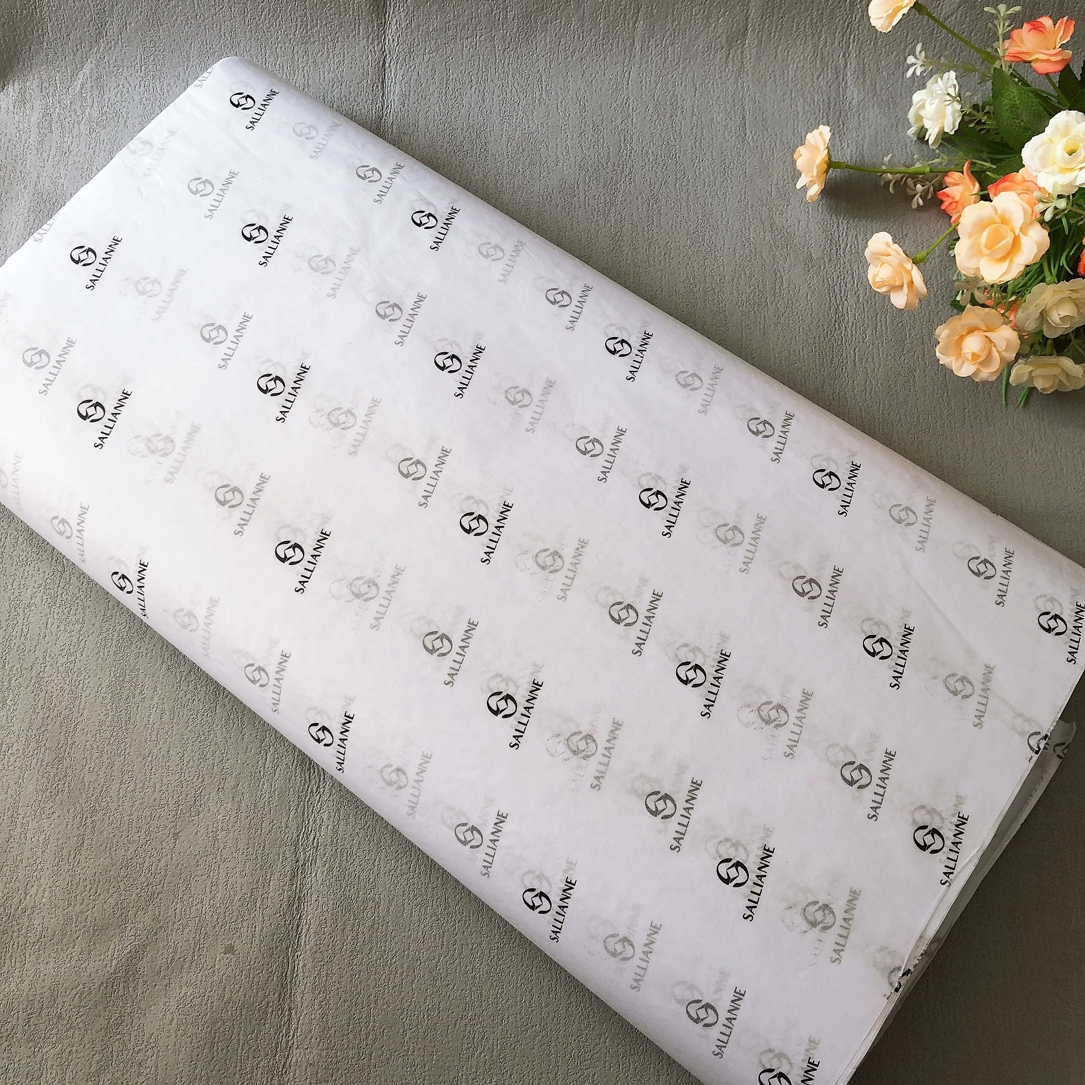 Custom printing white colored gift wrapping thin tissue paper with logo