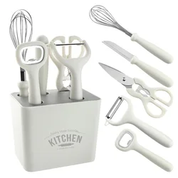 Multifunctional kitchen gadgets set 6-piece set with storage seat Vegetable and fruit tool combination set
