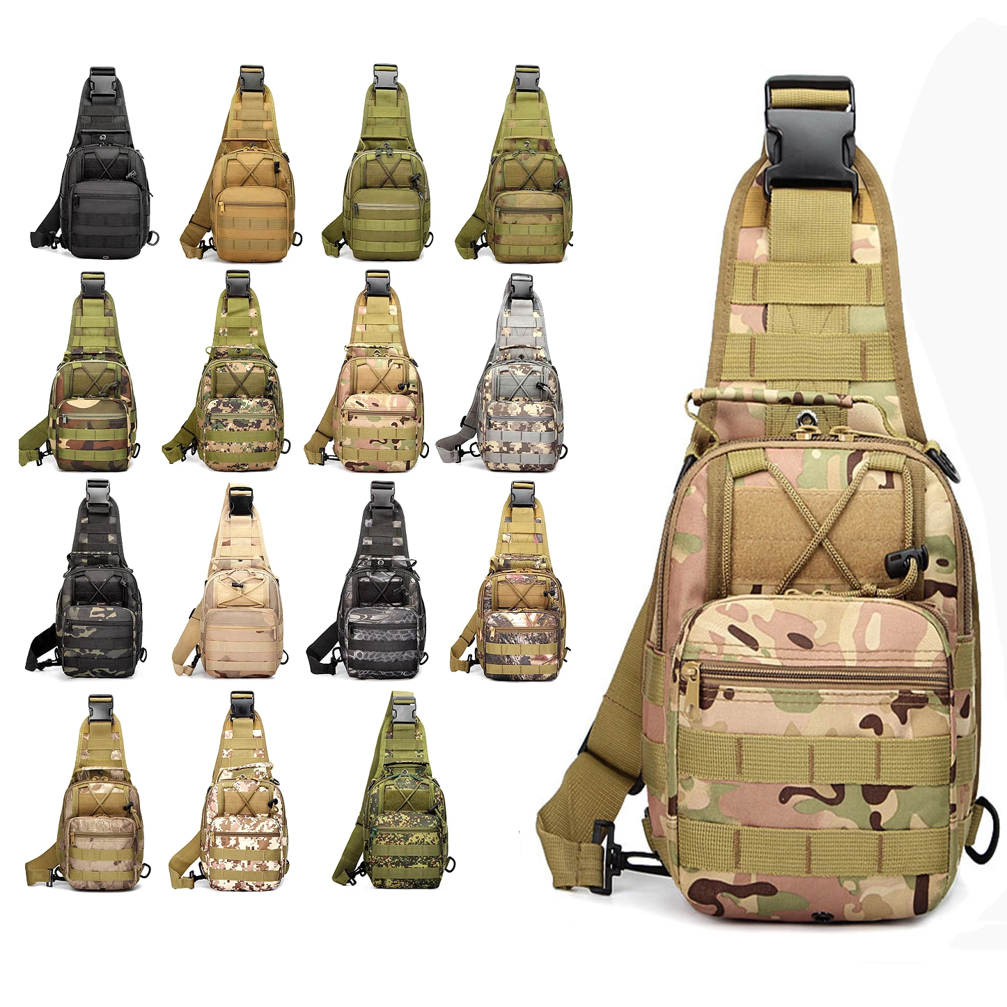 Zipper Flashlight Nylon Crossbody Sling Messenger Vest Shoulder Chest Tactical Chest Sling Pack Shoulder Bag