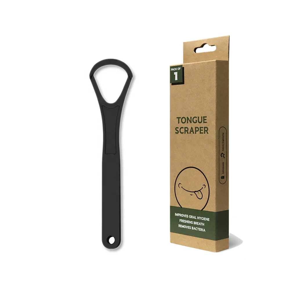 Black Stainless Steel Tongue Scraper Oral Care Cleaning Hygiene Tools Tongue Cleaning Bad Breath Scraper