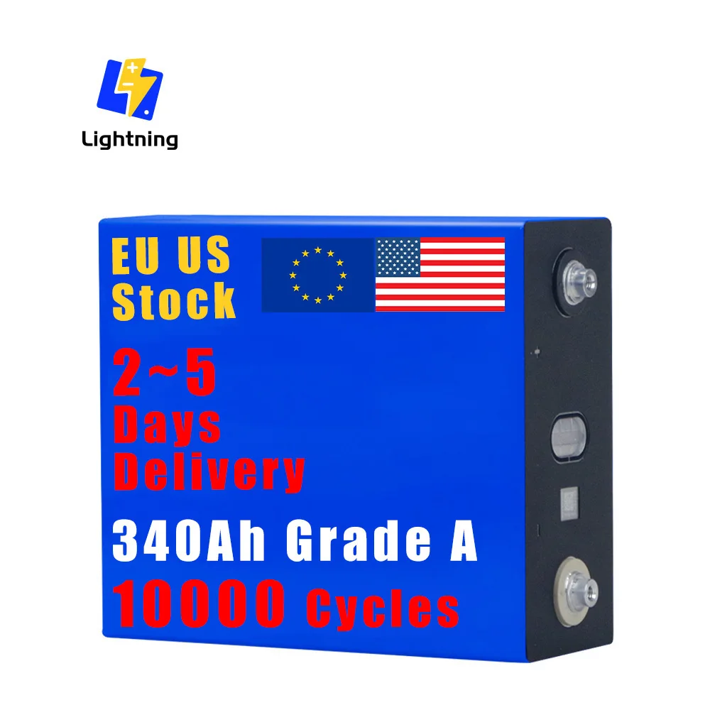 EU In Stock Grade A 3.2V 340Ah Lifepo4 Battery High Capacity Deep Cycles DIY 12V 24V 48V RV Boats Home Energy Storage Cells Pack