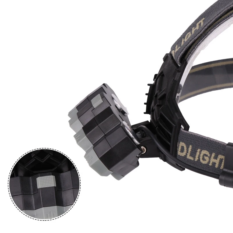 1COB+2T6+5XPE lamp beads usb rechargeable 8 led headlight 6 modes waterproof headlamp