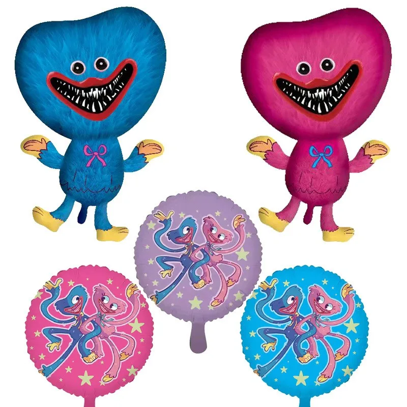 New Cartoon Shape Round Poppy Playtime Character Foil Balloons Happy Birthday Children Toy Ballons
