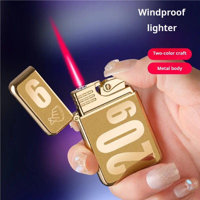 Torch Cigar Lighter Refillable Butane Cool Windproof Lighters Metal Casing,Direct Flame Lighter For Smoking Jet Flame