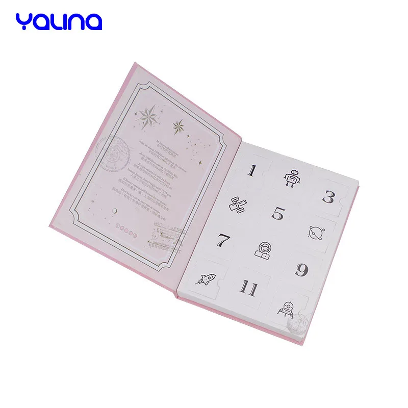 12 days paper candy chocolate cookie cosmetic makeup kids blind gift packaging box advent calendar cardboard box