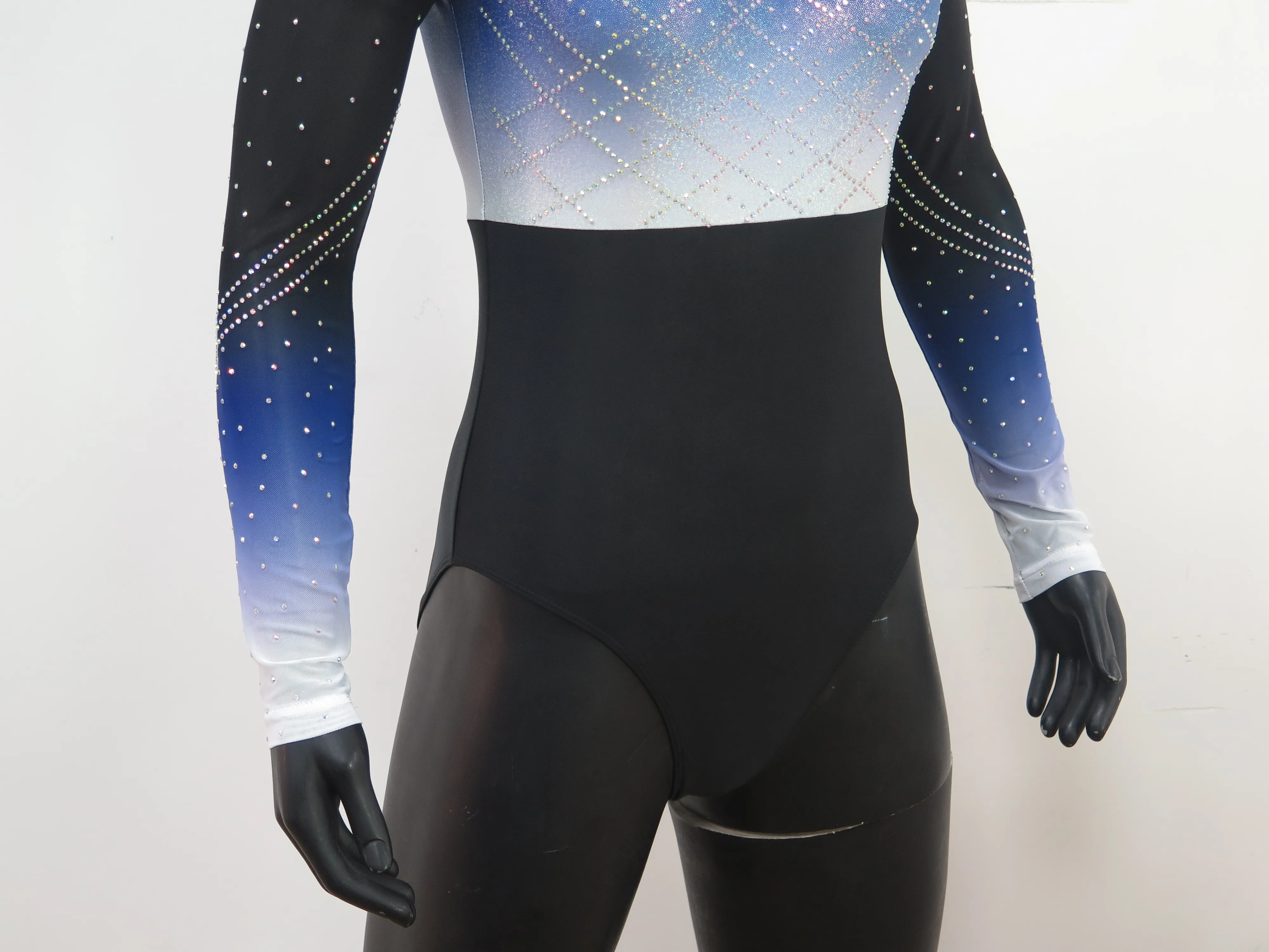Newest Design Spandex Metallic Mesh Fabric Gymnastics Training Leotards for Girls Women Material Rhinestone Dance Wear