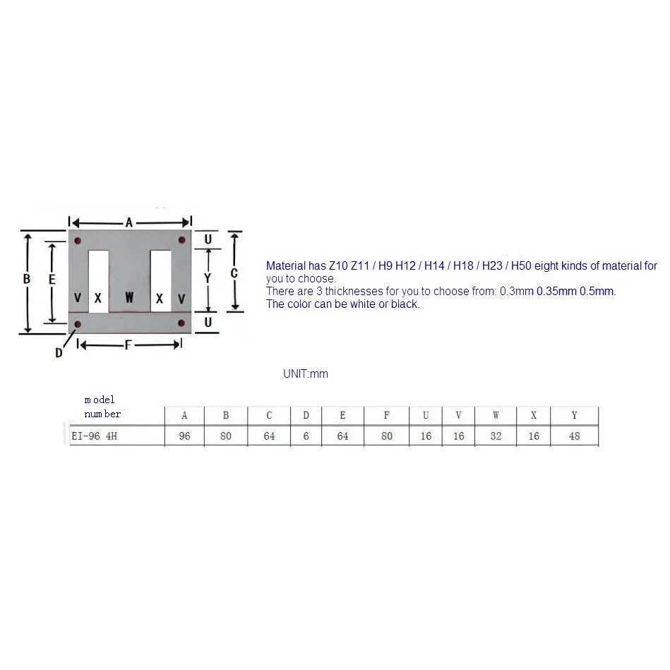  Механический однофазный трансформатор H20/0 5 с отверстием 96-4hole/низкочастотный сердечник EI силиконовый стальной