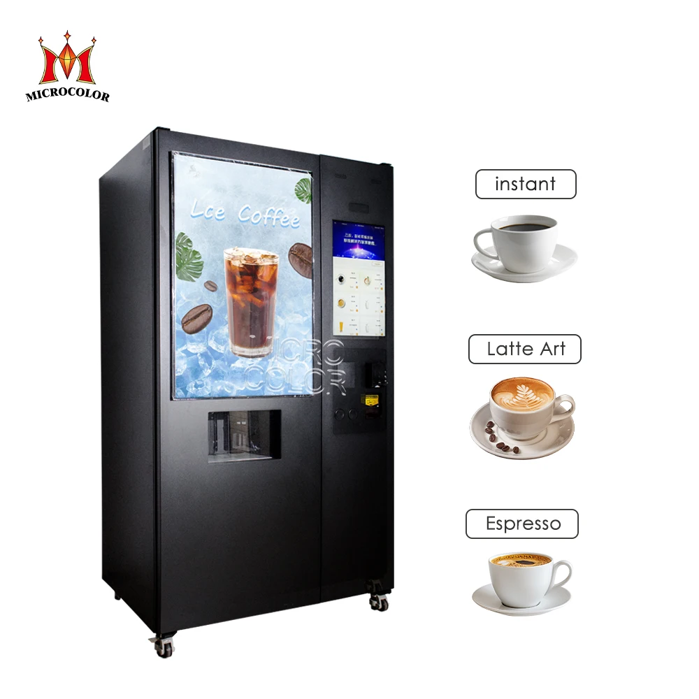 Best Commercial Automatic Coffee Dispenser Robot Coin Operated Fresh Ground Coffee Vending Machine With Bill Acceptor