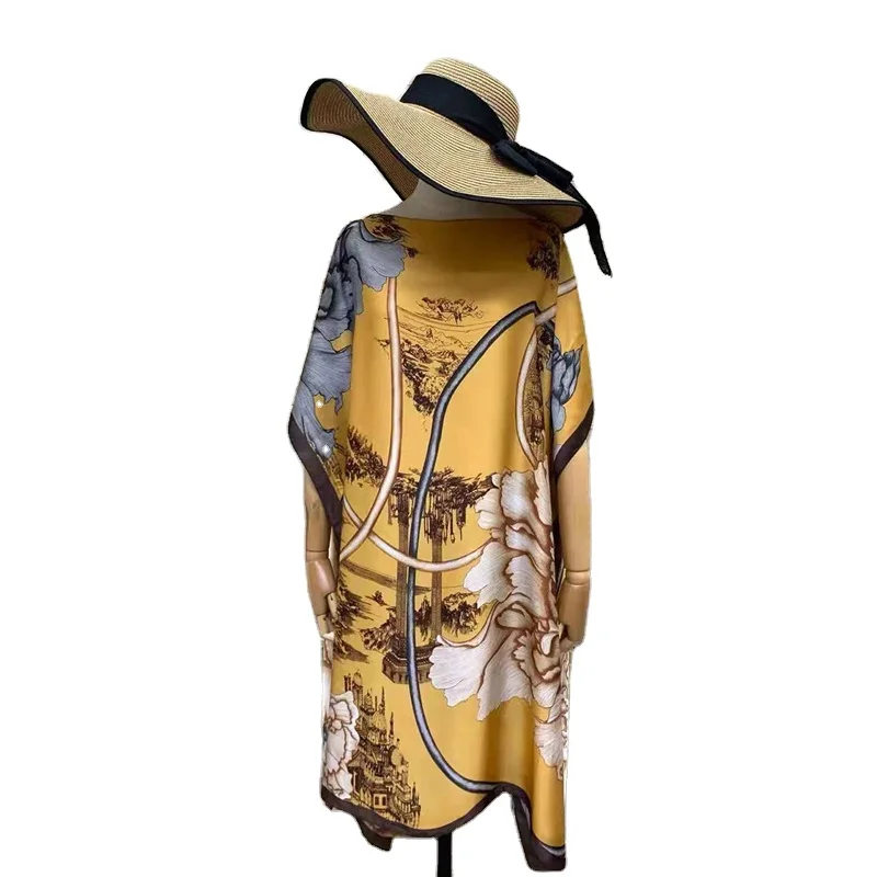 Шелковые дизайнерские женские платья больших размеров, роскошные женские шелковые повседневные шарфы, атласное шелковое платье, Оптовая продажа