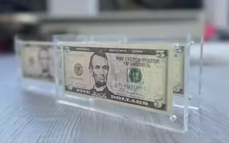 Акриловый дисплей держатель для долларовых банкнот бумажная рамка