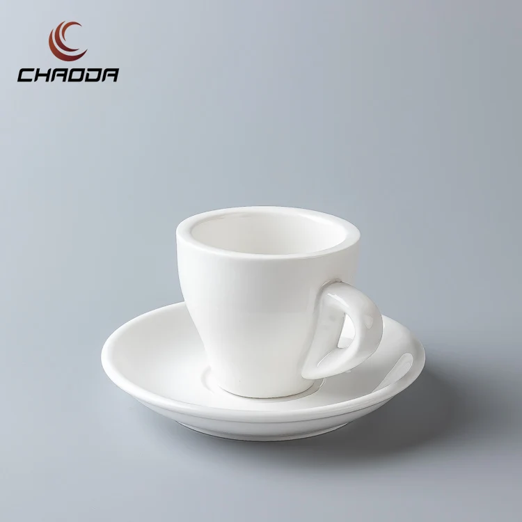 CHAODA 75ML/2.5Oz Espresso Cup Sets White Ceramic Coffee Cup With Saucer Small Ceramic Drinkware