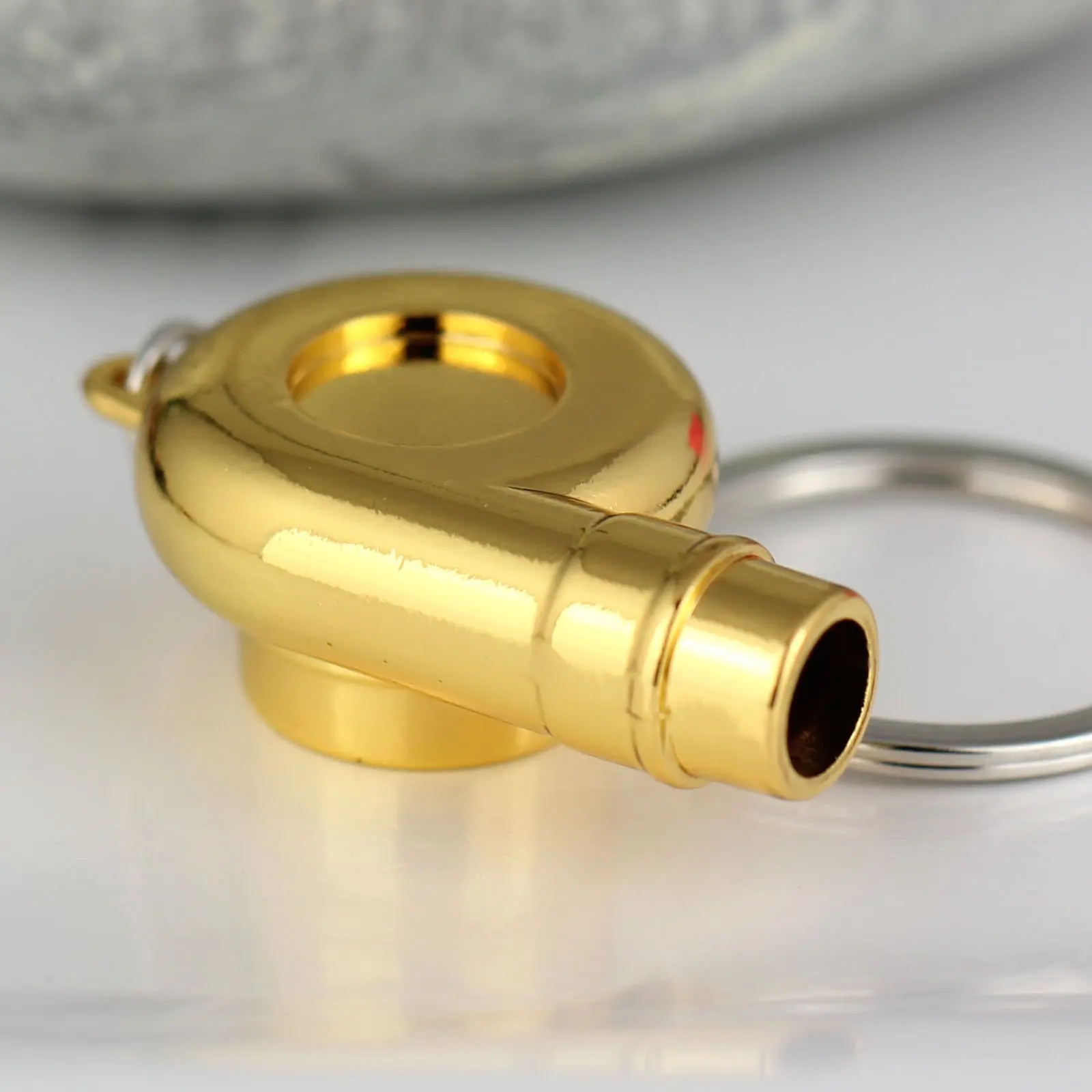 Lilangda Whistle Sound Turbo Keychains Spinning Turbine Turbocharger 3D Car KeyChain Gold Turbine Keychain