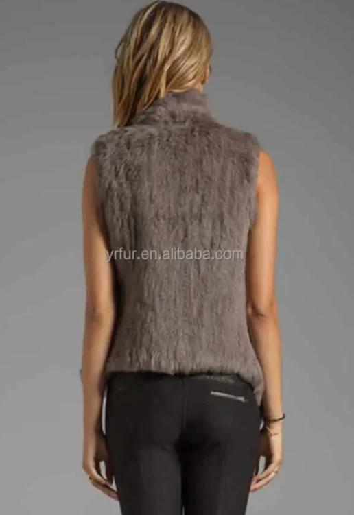 YR556 Australia Girls Knitted Rabbit fur vest Fashion Rabbit Fur Women Designer Vest
