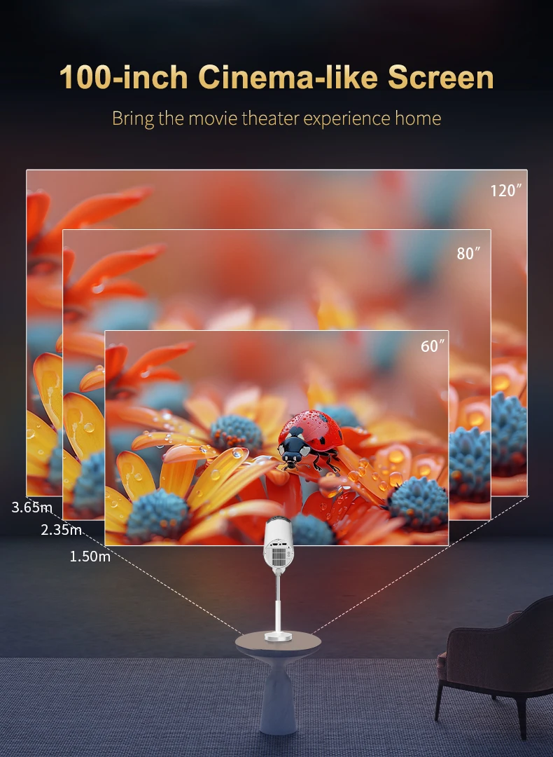 Smart Mini Projector  Android 13 Full HD Projector Native 1080P 4K Support 5G WiFi Home Movie Projector