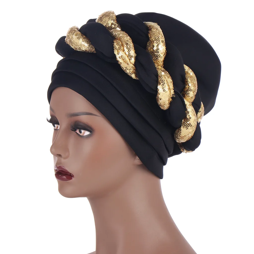  Muslim Braid Turban Cap Women Bandanas Hat For Female Headscarf African With