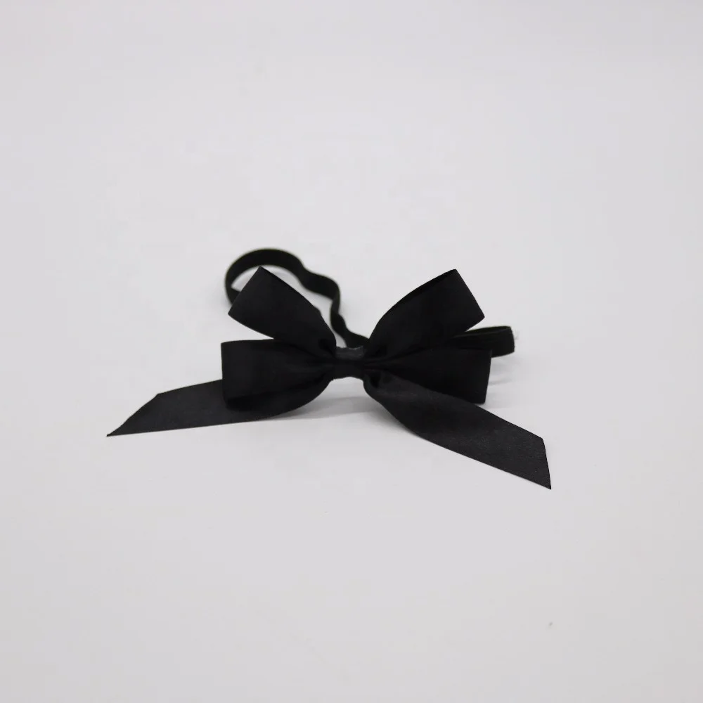 Customized Bottles Gift Decoration Custom Handmade Satin Ribbon Bow with Elastic Band Loop For Neck Bottle Wrapping