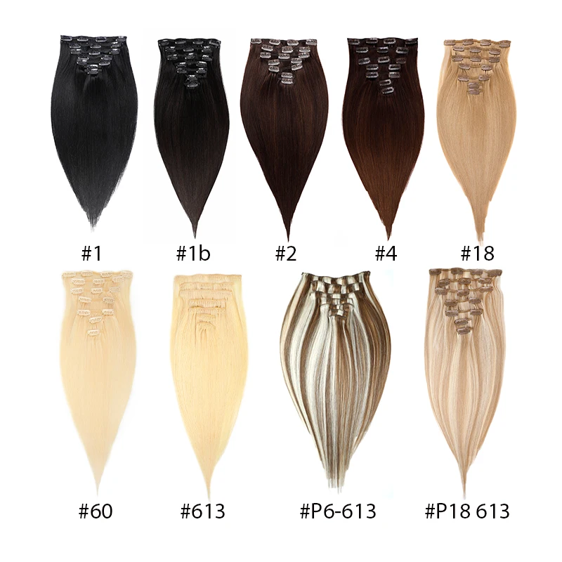 Clip in Hair Extensions Human Hair Full Head Machine Remy Double Weft Piano Hair Clips Extensions