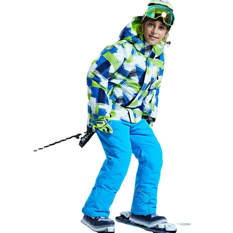 Snowboarding Jacket+Pant Boys Girls Windproof Warm Outdoor Sports Snow Suits Ski Kids Set Winter Jacket Snowboarding