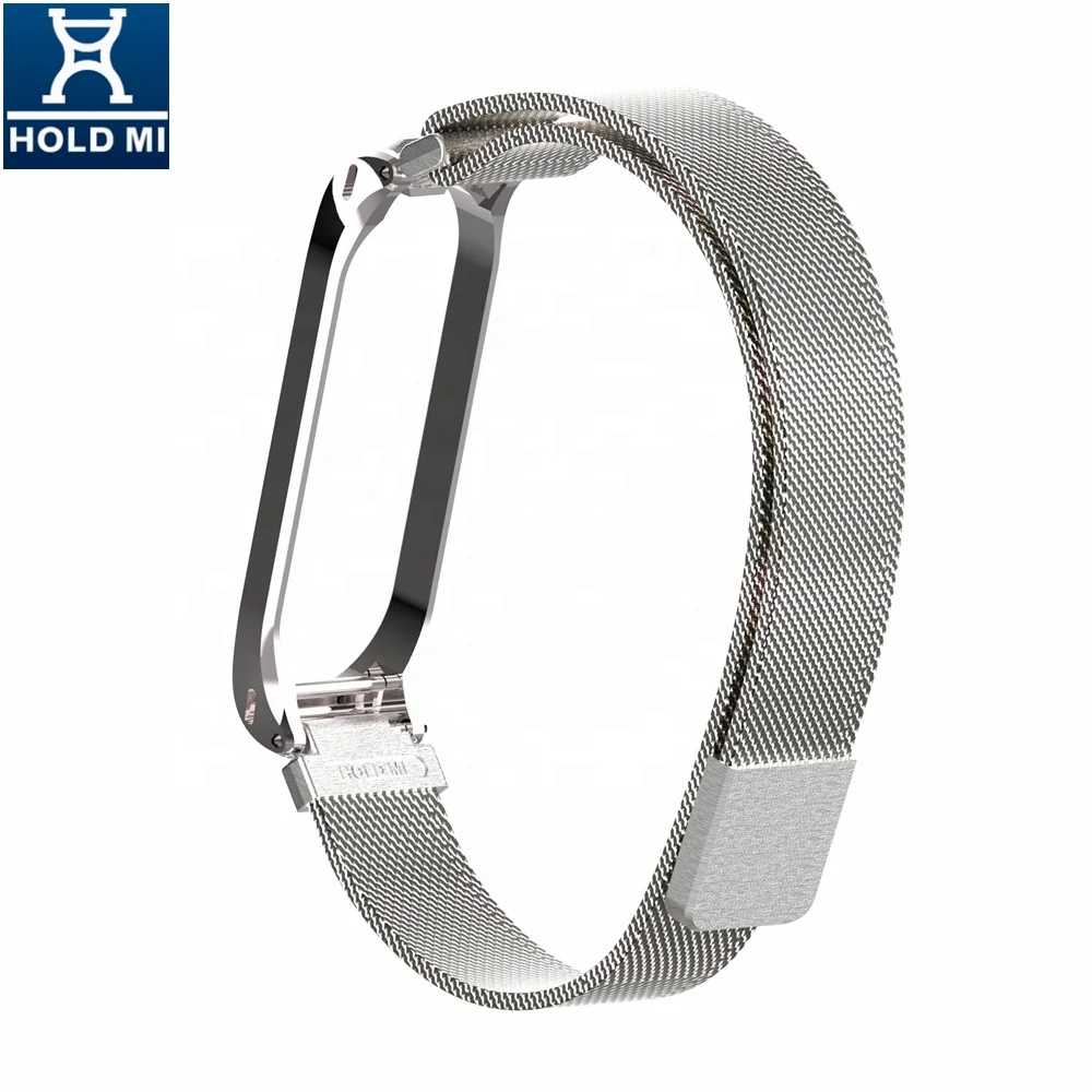 HOLDMI ODM 43026 серия серебристого цвета из нержавеющей стали miband 4 ремешок Миланская петля для mi band 4 и 3