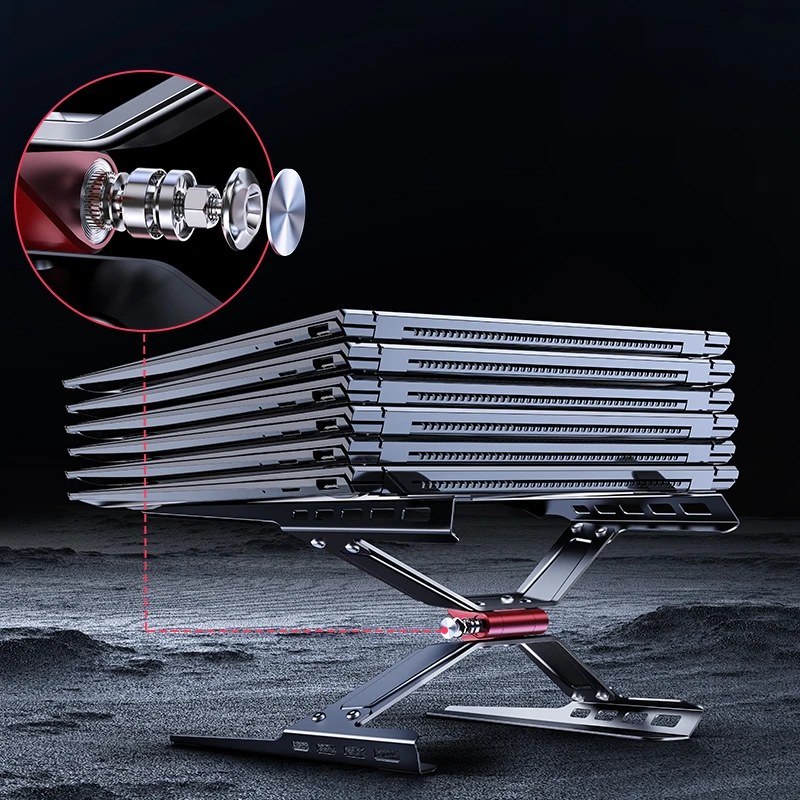 Boneruy Laptop Stand Metal Cooling Hole Notebook Stand Anti- Slip Height Adjustable Laptop Stand