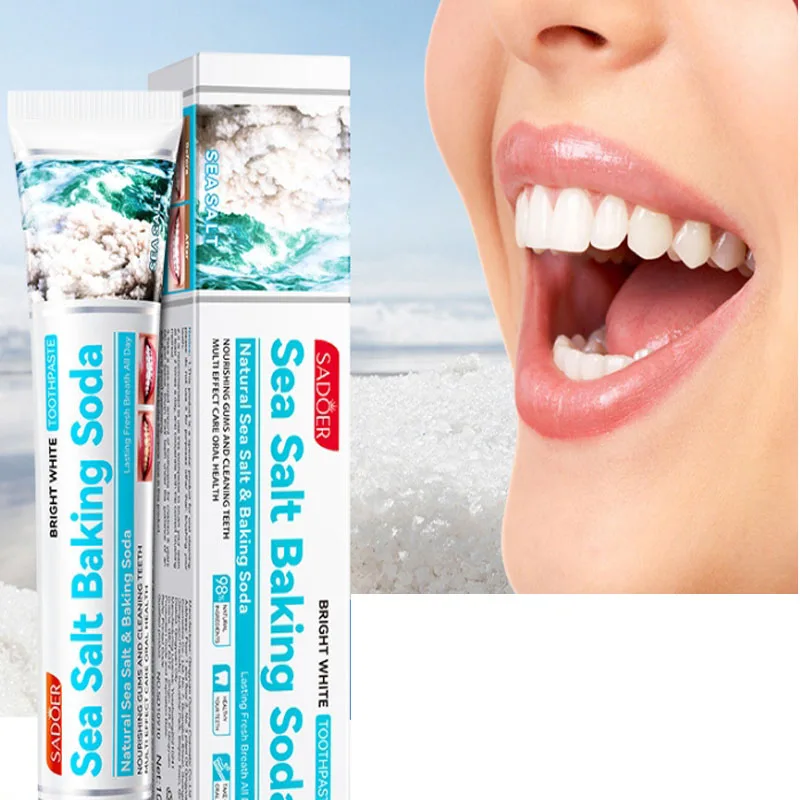 hot sea salt baking soda whitening toothpaste to remove smoke teeth yellow teeth clean tartar 100g