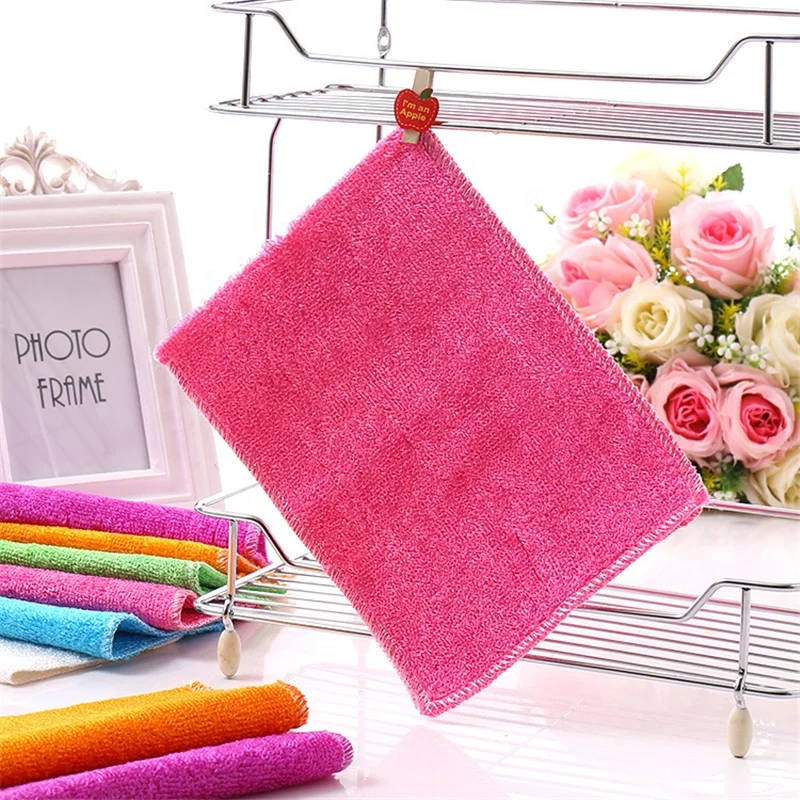 Bamboo Wood Fiber Kitchen Dish Cloth Towel Bamboo Fiber Dishwashing Cloth Kitchen Dishcloth Kitchen Cleaning Towel